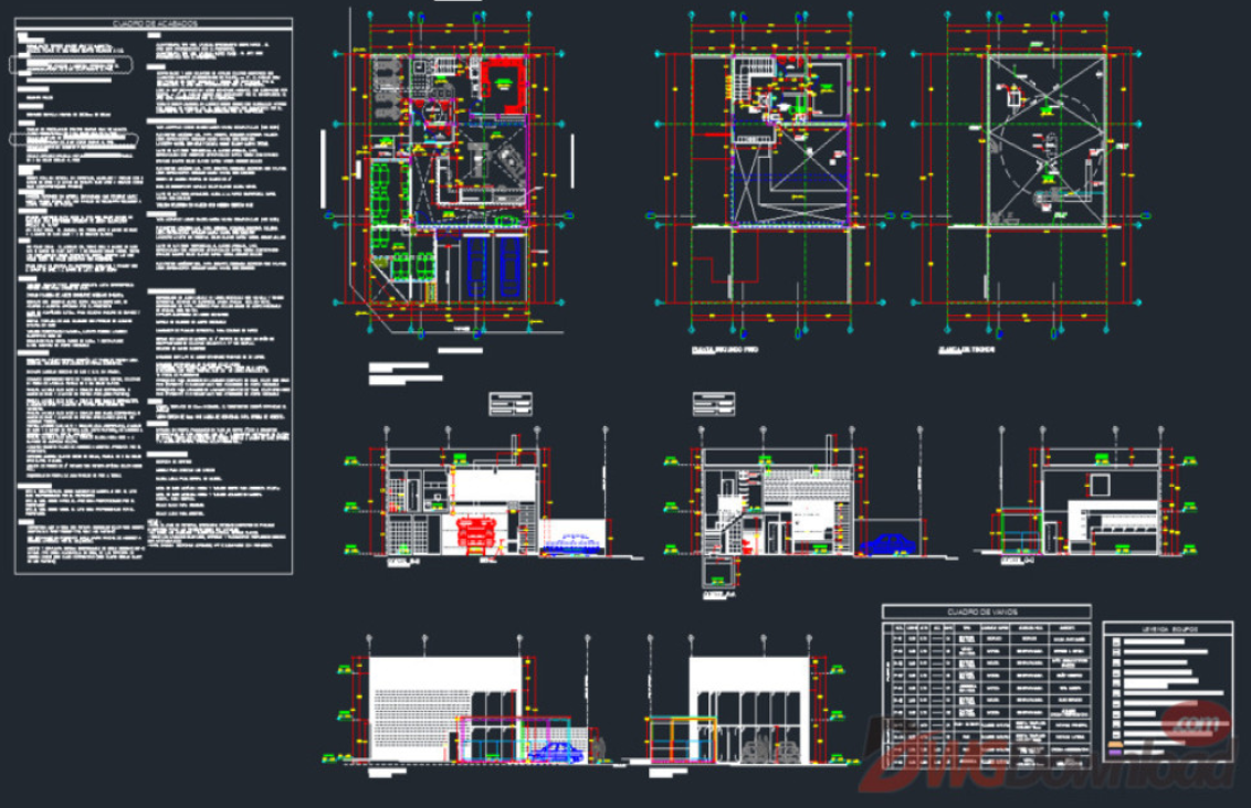 دانلود فایل اتوکد پروژه معماری ساختمان تجاری دو طبقه DWG | Two Storey Shop Building Architectural Project برای AutoCAD